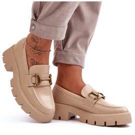Mocasines De Mujer Con Adorno Beige Peuria 9