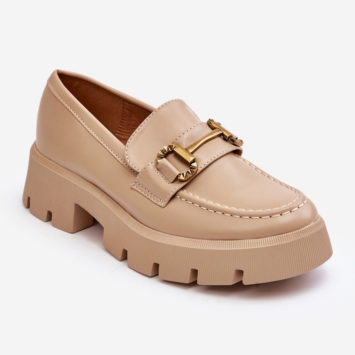 Mocasines De Mujer Con Adorno Beige Peuria 1