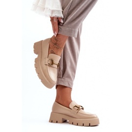 Mocasines De Mujer Con Adorno Beige Peuria 4