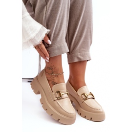 Mocasines De Mujer Con Adorno Beige Peuria 8