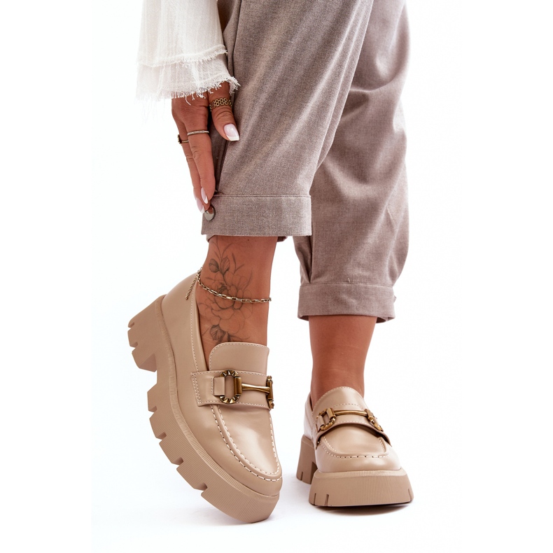 Mocasines De Mujer Con Adorno Beige Peuria 2