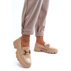 Mocasines De Mujer Con Adorno Beige Peuria 3