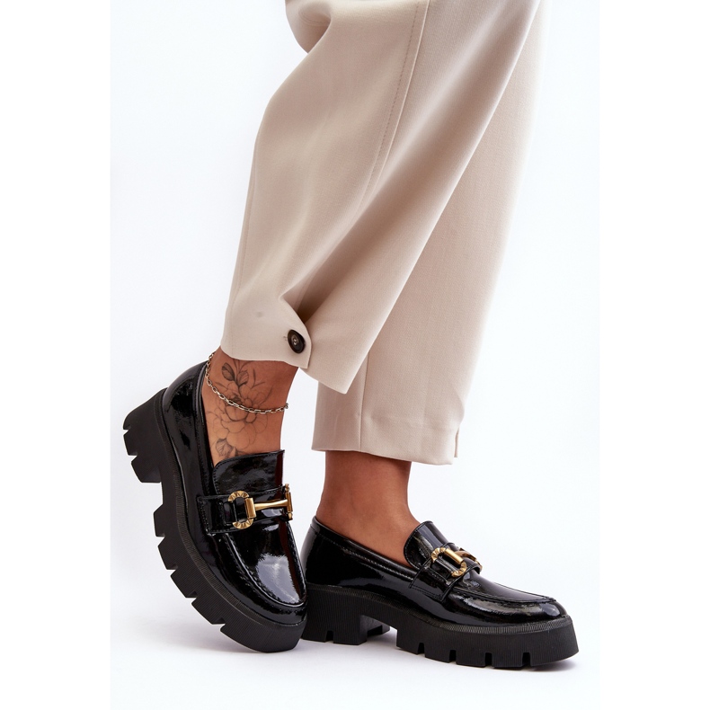 WS1 Mocasines Mujer Charol Con Adorno, Negro Peuria 2