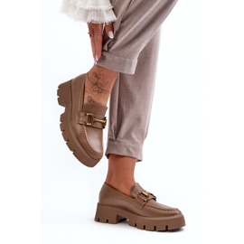 Mocasines De Mujer Con Decoración Caqui Peuria beige 3