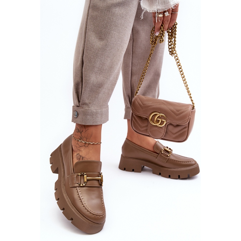 Mocasines De Mujer Con Decoración Caqui Peuria beige 2