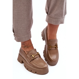 Mocasines De Mujer Con Decoración Caqui Peuria beige 4