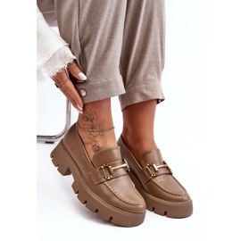 Mocasines De Mujer Con Decoración Caqui Peuria beige 8