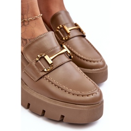 Mocasines De Mujer Con Decoración Caqui Peuria beige 5