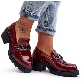WS1 Zapatos Tacón Bajo Mujer Lacados Burdeos Blimma rojo 9