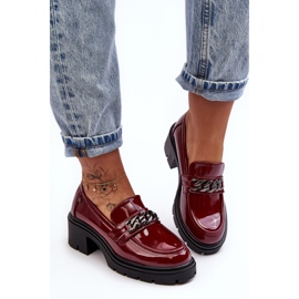 WS1 Zapatos Tacón Bajo Mujer Lacados Burdeos Blimma rojo 3