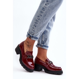 WS1 Zapatos Tacón Bajo Mujer Lacados Burdeos Blimma rojo 2