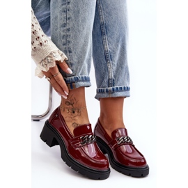 WS1 Zapatos Tacón Bajo Mujer Lacados Burdeos Blimma rojo 8