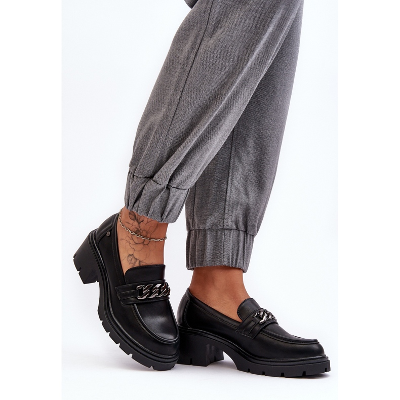 WS1 Zapatos Mujer Piel Tacón Bajo Negro Blimma 2