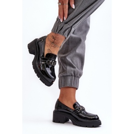 WS1 Zapatos Mujer Tacón Bajo Charol Negro Blimma 5