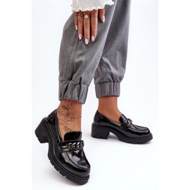 WS1 Zapatos Mujer Tacón Bajo Charol Negro Blimma 4