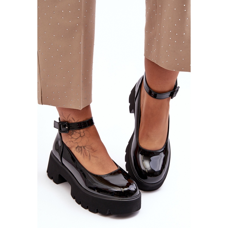 WS1 Zapatos Mujer Charol con Tacón Bajo y Hebilla, Negro de Owena 1 WS1 Zapatos Mujer Charol con Tacón Bajo y Hebilla, Negro de Owena 1