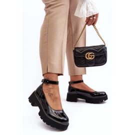WS1 Zapatos Mujer Charol con Tacón Bajo y Hebilla, Negro de Owena 2