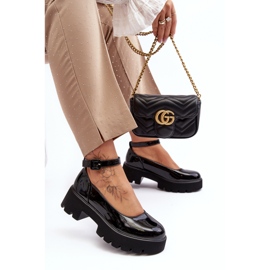 WS1 Zapatos Mujer Charol con Tacón Bajo y Hebilla, Negro de Owena 4