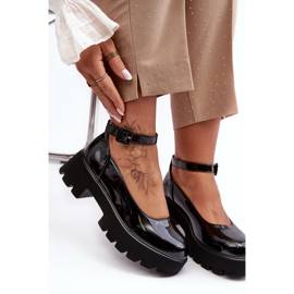 WS1 Zapatos Mujer Charol con Tacón Bajo y Hebilla, Negro de Owena 6