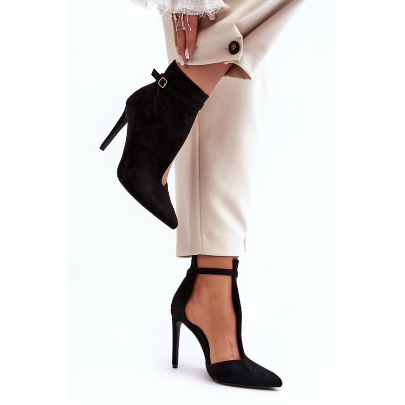 WS1 Botines de mujer de ante con tacón alto, negro Amalundi 1