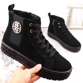 Botas de ante negro con plataforma, aisladas de Filippo DBT4715 4