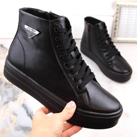 Botines de piel con plataforma, creepers negros con aislamiento Filippo DBT4708 4