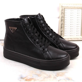 Botines de piel con plataforma, creepers negros con aislamiento Filippo DBT4708 5
