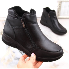Botas cuña cómodas de piel con aislamiento, negro Helios 594S 4
