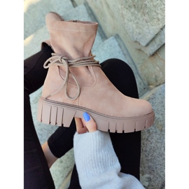 Botas de mujer beige oscuro con pala elástica 7