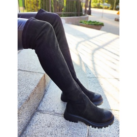 Botas negras por encima de la rodilla con parte superior elástica negro 8