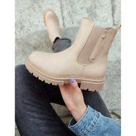 Botines Chelsea beige de mujer con suela gruesa 2