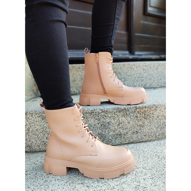 Botines cordones mujer nude beige 2 Botines cordones mujer nude beige 2
