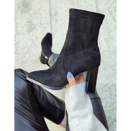 Botines de mujer de ante con parte superior entallada negro 4