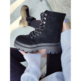 Botas de mujer de ante negro con suela gruesa 3