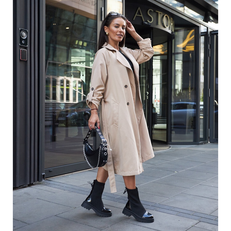 Inna Botines tipo calcetín de charol negros de Albertina 1