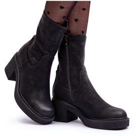 Sergio Leone Botas De Mujer Con Tacón Grueso Negro Tozanna 11