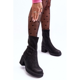 Sergio Leone Botas De Mujer Con Tacón Grueso Negro Tozanna 5