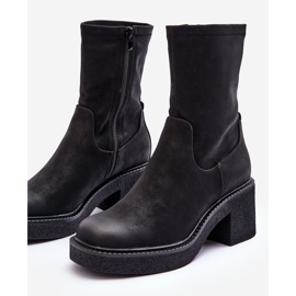Sergio Leone Botas De Mujer Con Tacón Grueso Negro Tozanna 3