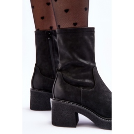 Sergio Leone Botas De Mujer Con Tacón Grueso Negro Tozanna 7