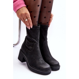 Sergio Leone Botas De Mujer Con Tacón Grueso Negro Tozanna 1