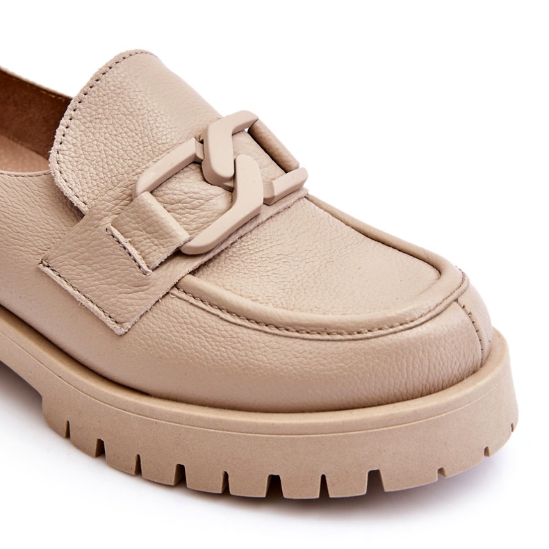 Lemar Zapatos de cuero de moda mocasines beige 3