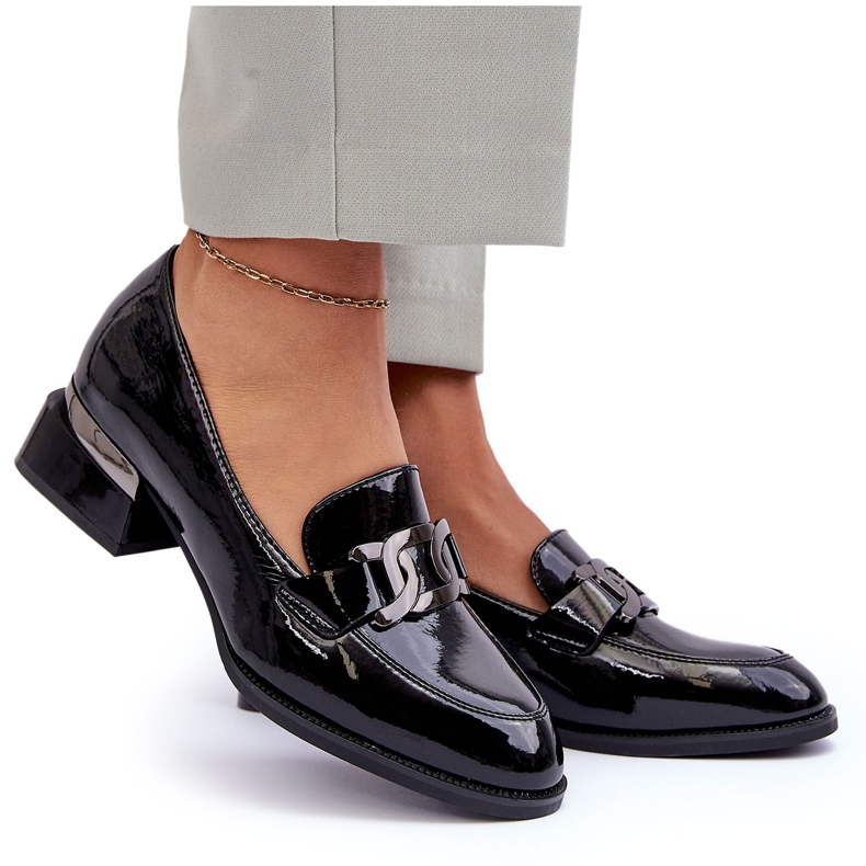 Vinceza Zapatos de charol, mocasines negros de tacón alto 4