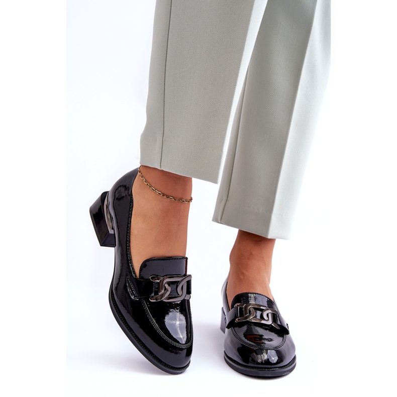 Vinceza Zapatos de charol, mocasines negros de tacón alto 1