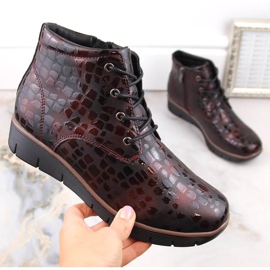 Botas de cuña de mujer de piel, burdeos aislantes, Filippo DBT3169 rojo 4