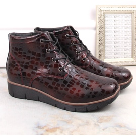 Botas de cuña de mujer de piel, burdeos aislantes, Filippo DBT3169 rojo 5