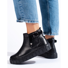 T.Sokolski Botines Chelsea negros de mujer con plataforma Sokolski, fabricados en piel natural 2