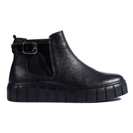 T.Sokolski Botines Chelsea negros de mujer con plataforma Sokolski, fabricados en piel natural 1