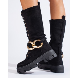 Botas de ante con cordones para mujer Shelovet negro 3