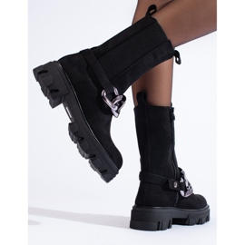 Botines Chelsea altos de ante con cadena Shelovet negro 3