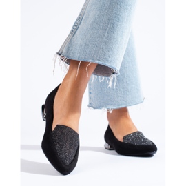 SHELOVET Mocasines negros de mujer con estampado Daszyński spitz 2